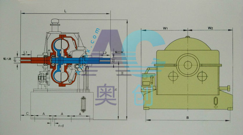 YOTGCD,箱體對開式調(diào)速型液力偶合器結(jié)構(gòu)圖